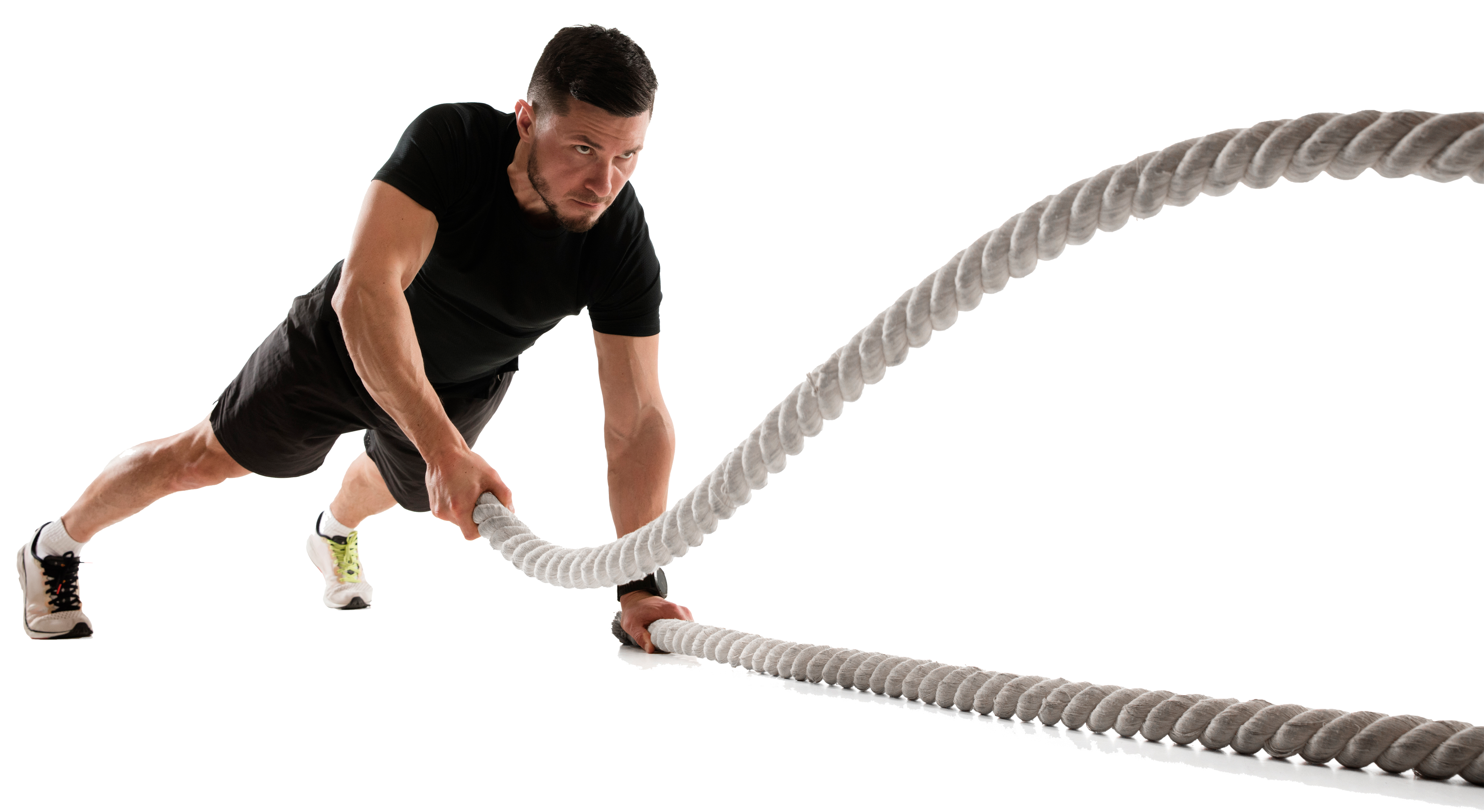 Hombre realizando ejercicios de fuerza y cardio